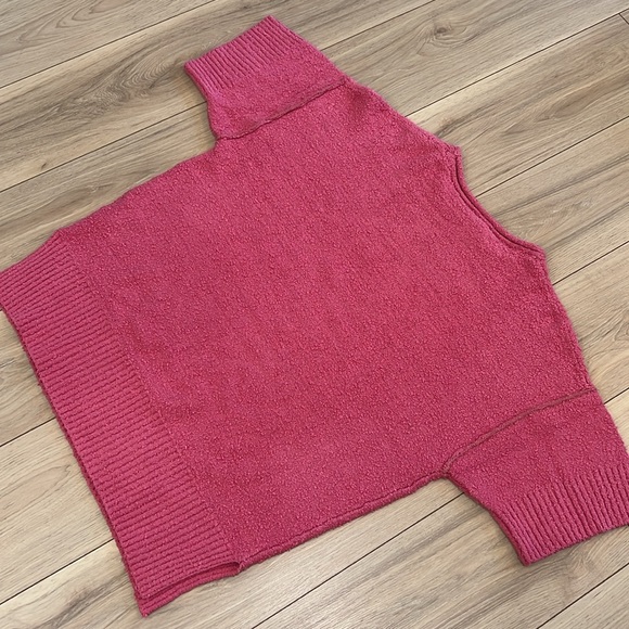 Free People Yorkie Tee Textured Oversized Short Sleeve Pink Sweater - Picture 8 of 8